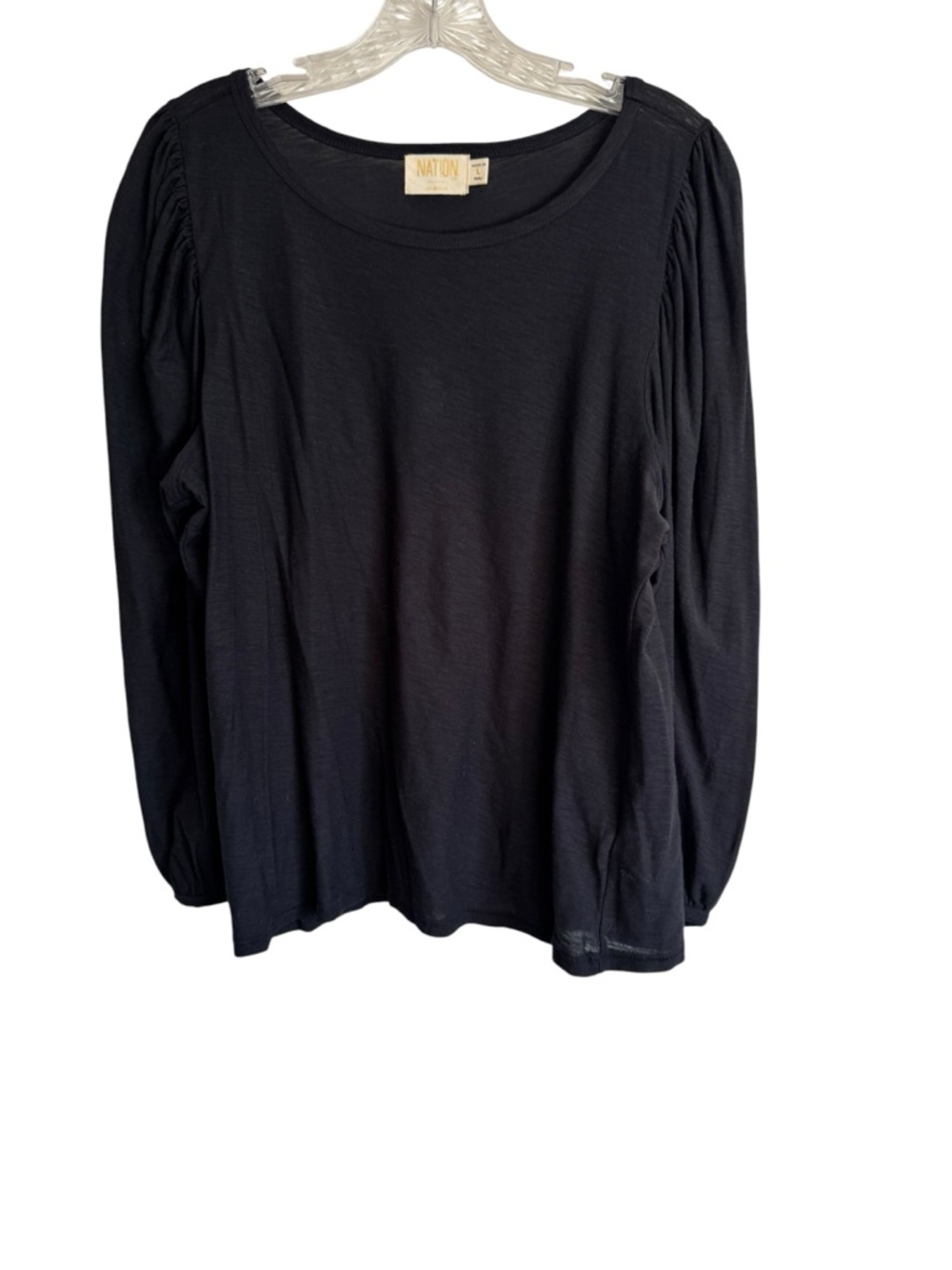 Nation LTD Cecilia Long Balloon Sleeve Pima Cotton Top Size Large - Picture 3 of 8